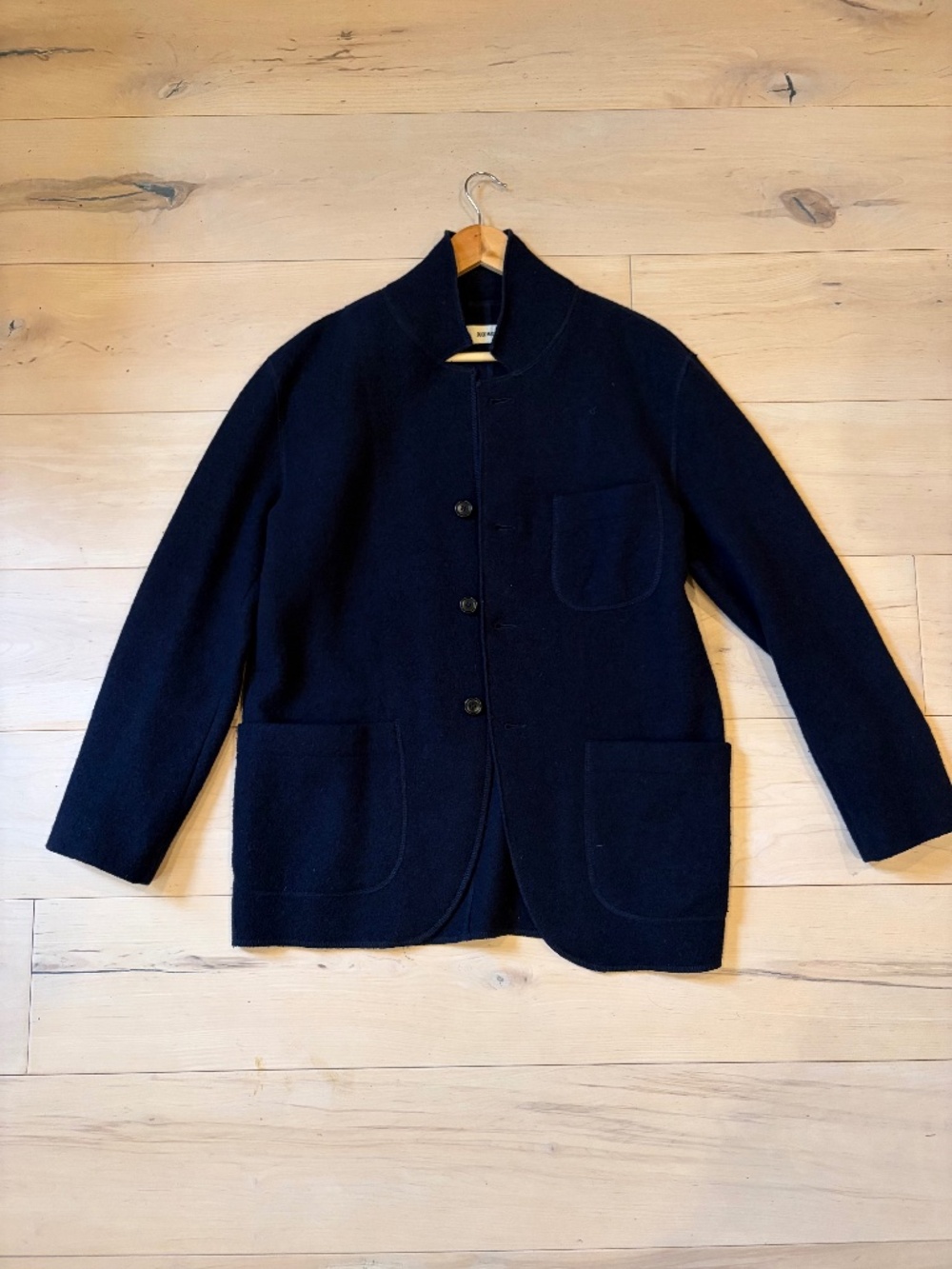 Buck Mason Navy Felted Chore Coat